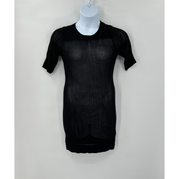 AllSaints Marlier Dress US 10 Black Open Knit Mini Pullover Whimsigoth Grunge - Picture 1 of 9